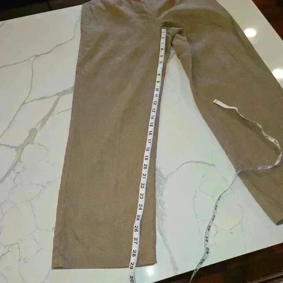 Chadwicks Womens Linen Wide Leg High Rise Pants Tan Brown Size 10P - Picture 6 of 10